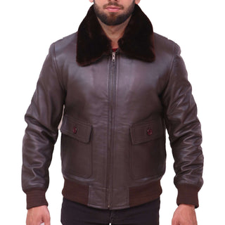 Navy G 1 Flight WWll Brown Aviator Men's Leather Jacket