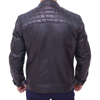 Men's Fashion Quilted Black Stylish Slim Fit Genuine Sheepskin Leather Jacket