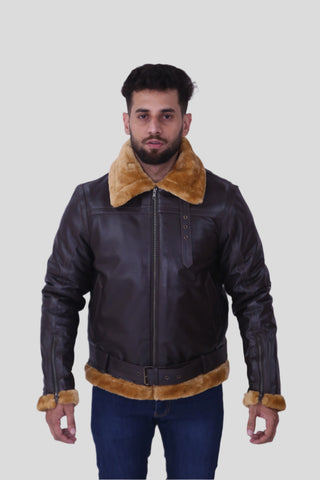 RAF Aviator Flight Bomber B3 Faux Fur Leather Jacket