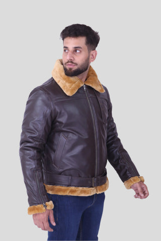 RAF Aviator Flight Bomber B3 Faux Fur Leather Jacket