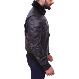 US Navy G1 Black Bomber Leather Jacket