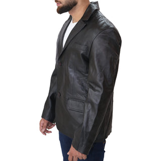 black leather blazer for men