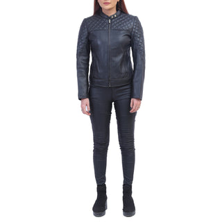 Women Black Quilted Shoulder Jacket