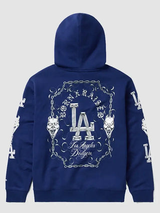 2026 Born x Raised x Dodgers  Masks Blue Hoodie 