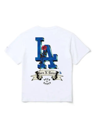2026 Born x Raised x Dodgers Rose White T-Shirt For Men & Women