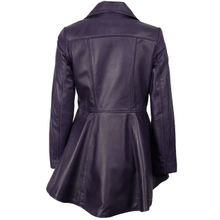 Women's Purple Asymmetrical Leather Peplum Jacket