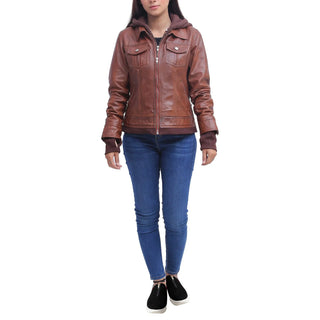 leather bomber jacket with hood women