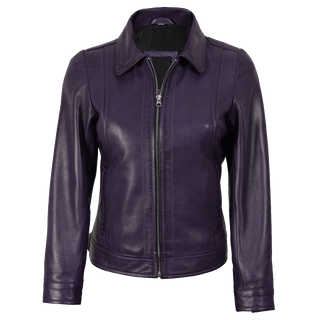 Jose Women's Harrington Leather Jacket Purple