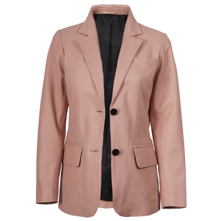 Pink Women's Real Leather Blazer Jacket