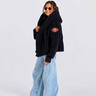 49ers by Jill Martin Black Sherpa Lounger Jacket For Women