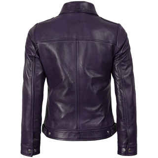 Jose Women's Harrington Leather Jacket Purple