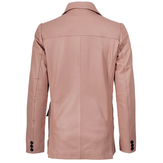 Pink Women's Real Leather Blazer Jacket