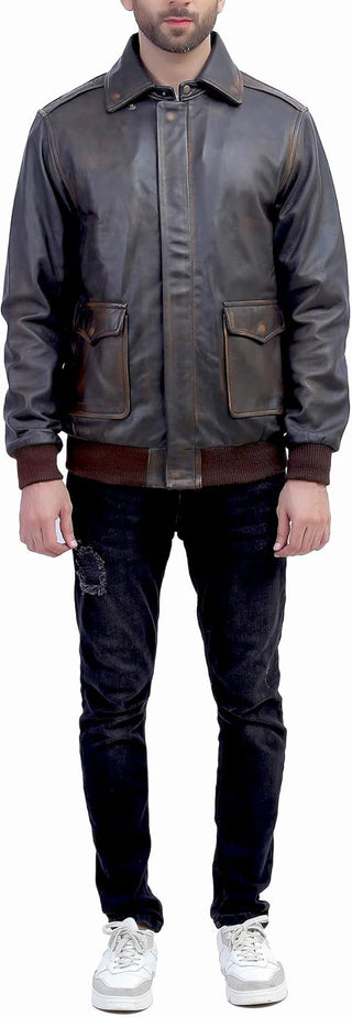 A2 Aviator US Air Force Flight Sheepskin Mens Leather Jacket