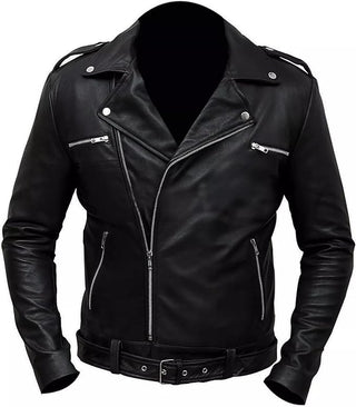 Mens Black Leather Motorcycle Jacket