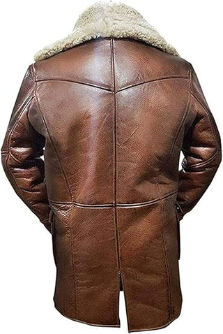 Tom Dark Knight Fur Shearling Military Distressed Brown Trench Jacket