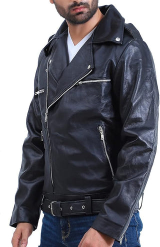 Mens Black Leather Motorcycle Jacket