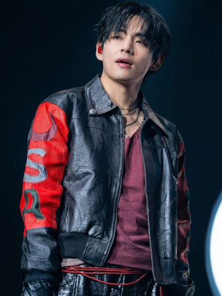 Kim Taehyung BTS x Spotify Event Leather Jacket