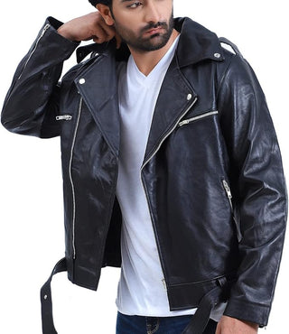 Mens Black Leather Motorcycle Jacket