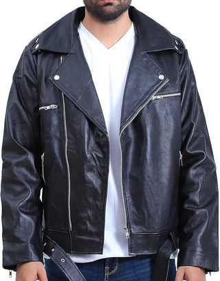 Mens Black Leather Motorcycle Jacket