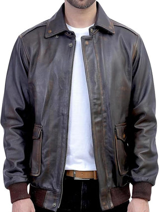A2 Aviator US Air Force Flight Sheepskin Mens Leather Jacket