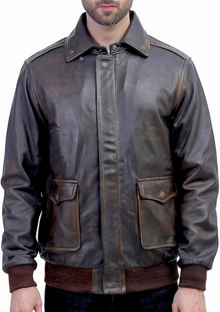 A2 Aviator US Air Force Flight Sheepskin Mens Leather Jacket