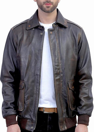 A2 Aviator US Air Force Flight Sheepskin Mens Leather Jacket