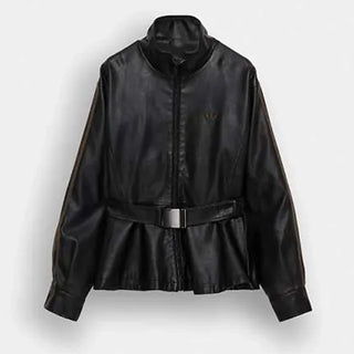 Adidas ASOS Black Leather Track Jacket for women