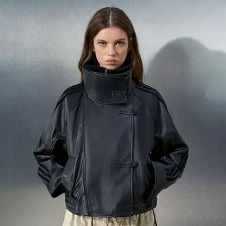 Adidas Asos black leather jacket