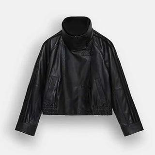 Adidas Originals x ASOS 2026 Black Leather Jacket with Funnel Neck