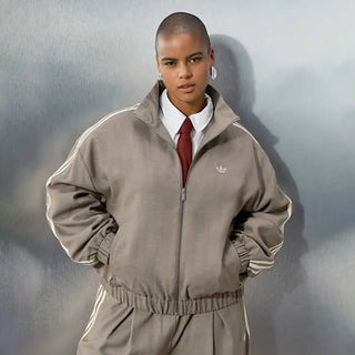 Adidas Originals x ASOS oversized tailored track jacket in beige heather

