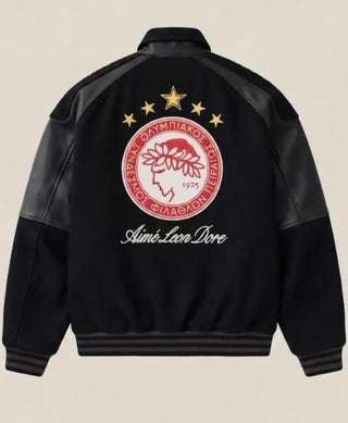 Aimé Leon Dore x Olympiacos F.C. Black Varsity Jacket
