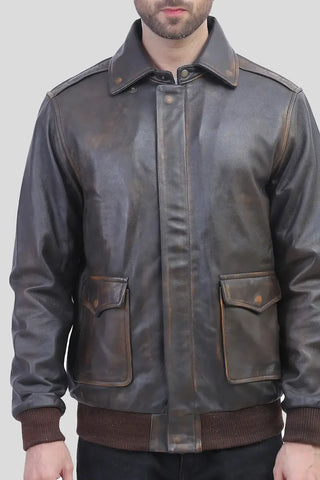 Air Force A2 Leather Flight Bomber Jacket for Men