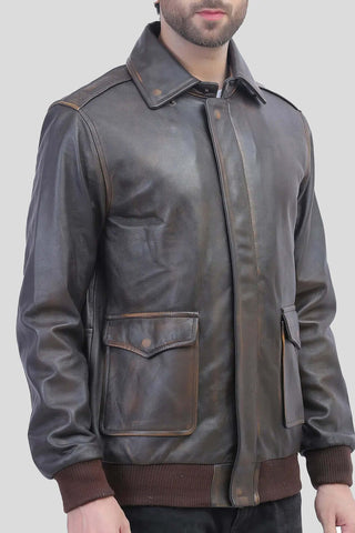 Leather Flight Bomber Jacket