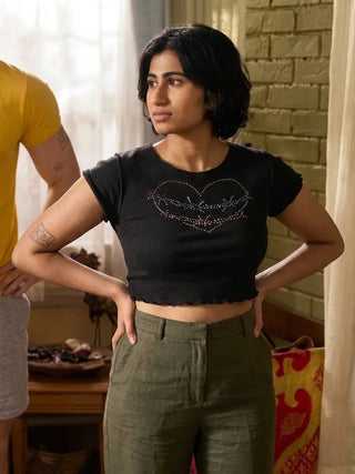 Amita Rao Adults S02 Heart Baby Cropped Black Tee