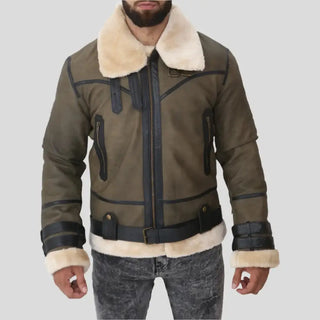 B3 Bomber Green Leather Jacket