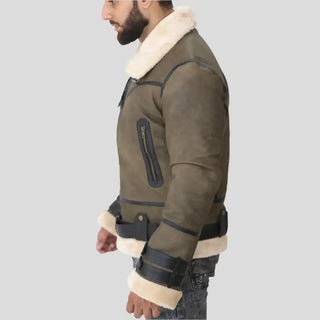 Green Leather Jacket for Men