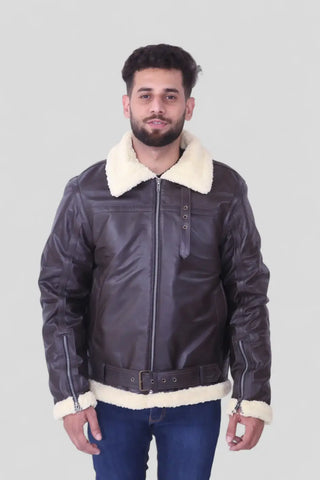 B3 Bomber RAF Aviator Shearling Men's Winter Leather Jacket