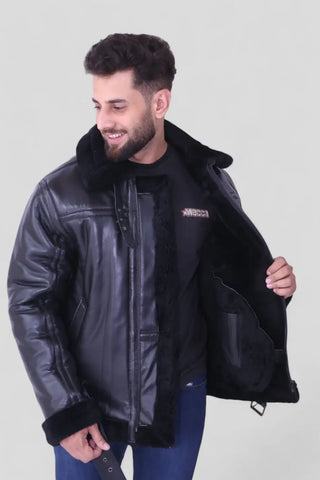 Bomber Black Men's Leather Jacket
