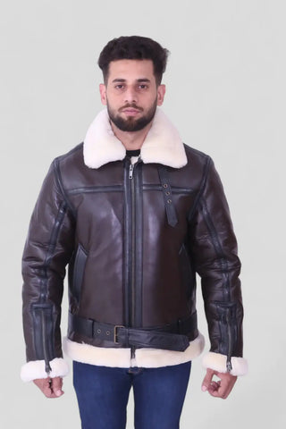 B3 Bomber RAF Aviatot Shearling Leather Jacket
