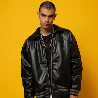 BATMAN X HYPLAND Black Leather Jacket