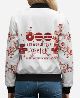 BTS Cheery Blossom Bomber White Jacket