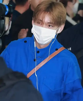 BTS Taehyung Incheon Airport Blue Buttoned Closure Jacket