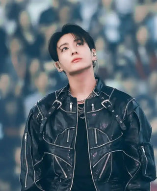 BTS World Tour Jungkook  Stanford Black Biker Jacket