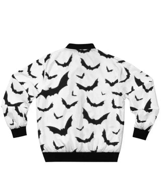 Black Bats White Bomber Jacket For Men & Women