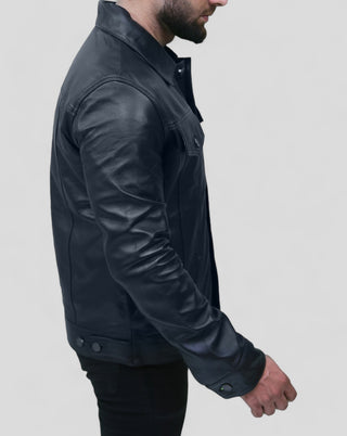 Black trucker jacket for men