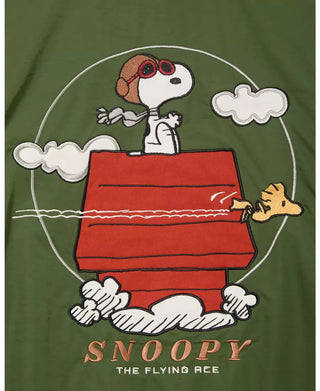 BoxLunch Peanuts Snoopy Flying Ace Bomber Green Zipper Jacket