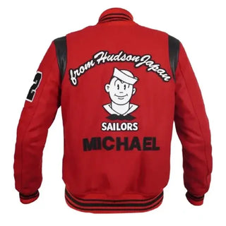 Michael Jackson Sailors 92 Red Letterman Jacket