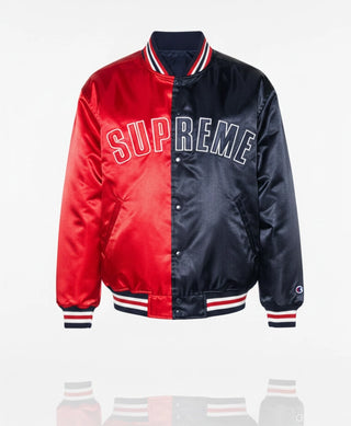 Supreme SS26 Red and Navy Satin Jacket
