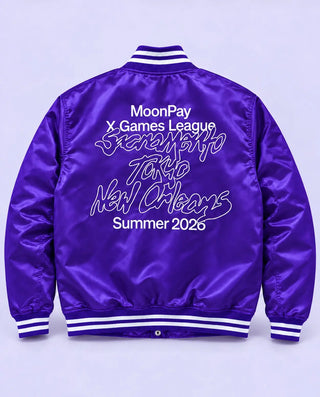 Buy MoonPay X Games League Satin Purple Varsity Jacket