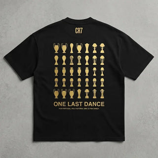 CR7 x Nike one Last Dance Gold Trophy Graphics Black T-Shirt